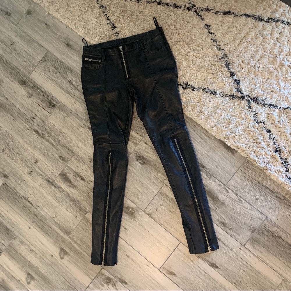 Vintage Bebe Punk Rock Zip up Leather Pants Lined
